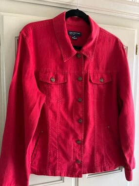Jones New York Signature 100% Linen Red Linen Jacket | XL